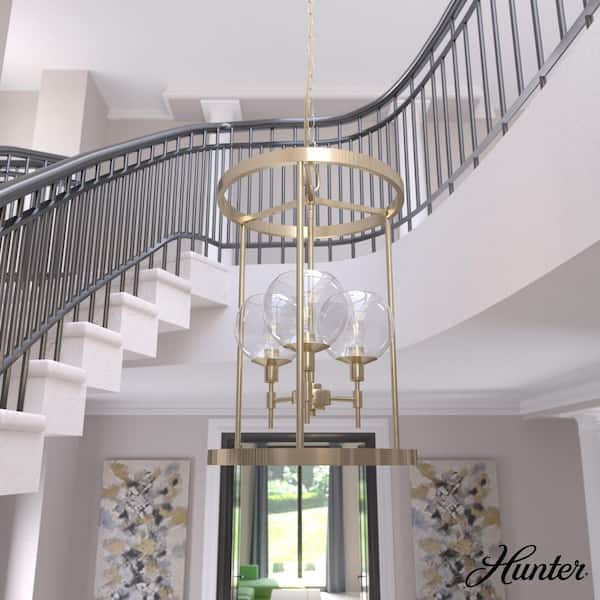 Hunter Xidane 3-Light Alturas Gold Island Pendant Light with Clear Glass Shades