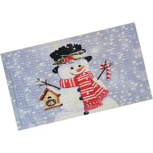 17.5" x 29" Indoor Rubber-Backed Holiday Entrance Mat - Snowman White