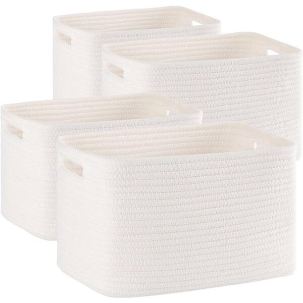 White 13 in. x 7.8 in. Cotton Decorative Basket (Set of 4) YA8MLC