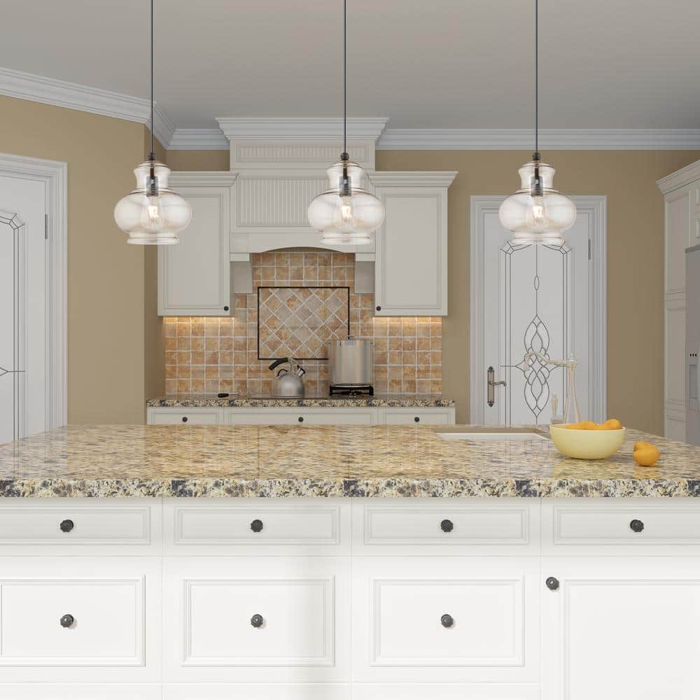 English Bronze & Champagne Glass 9" Mini Pendant Light