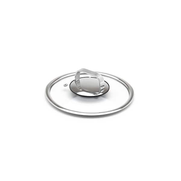 Unbranded Diamond Clad 8 in. Stainless Steel Lid with Silicone Rim, Cool Touch Insulated Handle, Dishwasher Safe - Clear