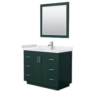 Miranda 42 in. W x 22 in. D x 33.75 in. H Single Sink Bath Vanity in Green with White Cultured Marble Top and Mirror