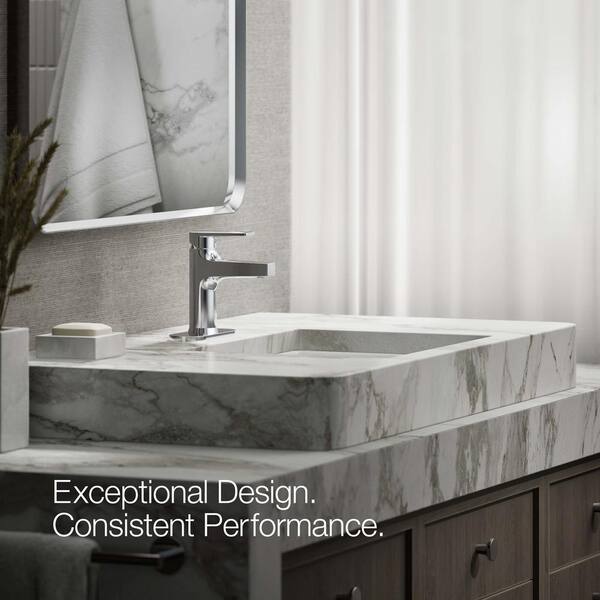 KOHLER Taut Single Handle Single-Hole 1.2 GPM Bathroom Sink Faucet with Escutcheon in Polished Chrome