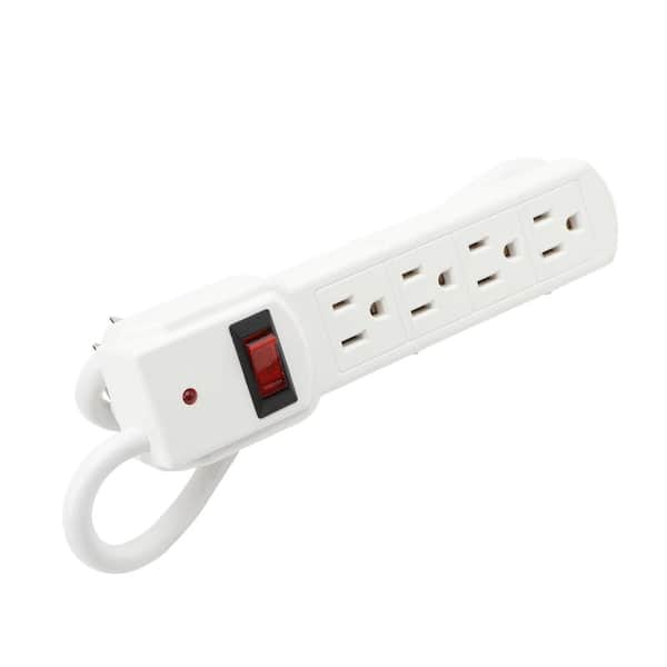 2.5ft Extension Cord w/ 6 Outlet Power Strip White