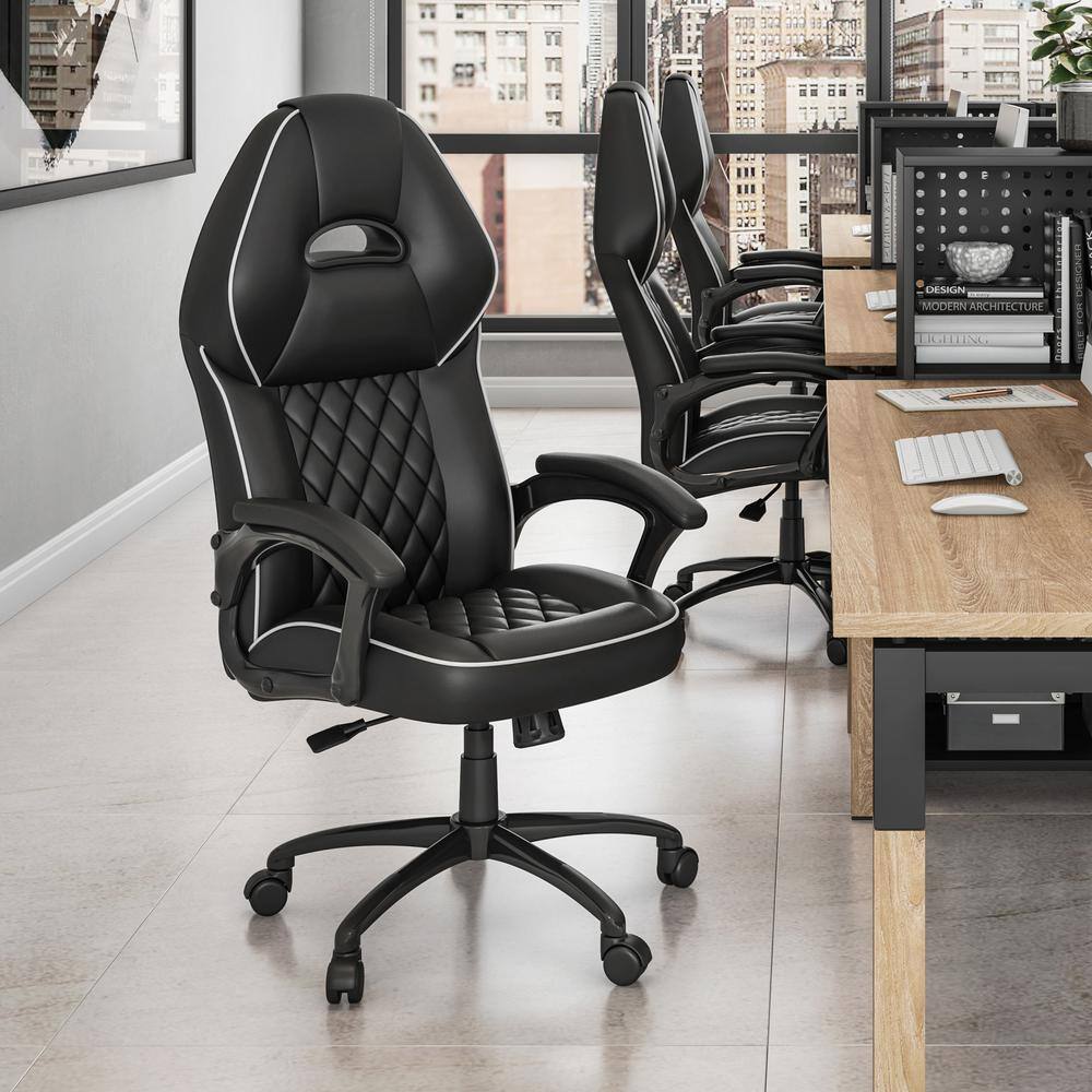 Black High Back Mesh and Leather Executive Swivel Desk Chair