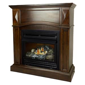 20,000 BTU 36 in. Compact Convertible Ventless Natural Gas Fireplace in Cherry