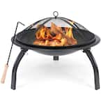19.5 in. W x 14.75 in. H Round Steel Wood Fire Pit with Poker