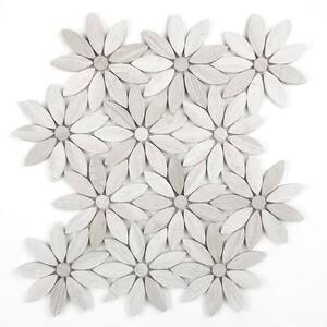 Tuscany Royal Beige Flower Mosaic 12 in. x 12 in. Marble Wall & Floor Tile (10 sq. ft./Case)
