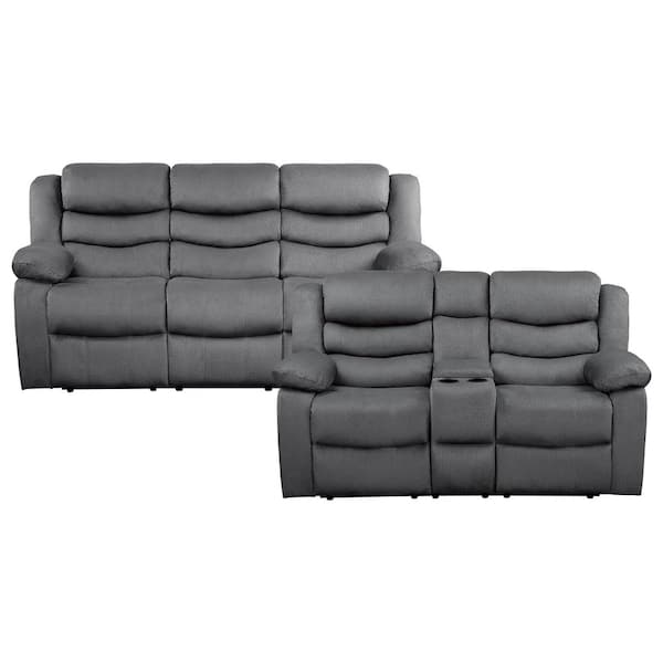 EVERGLADE HOME Talbot 149 in. W Round Arm Microfiber Rectangle Sofa in Gray