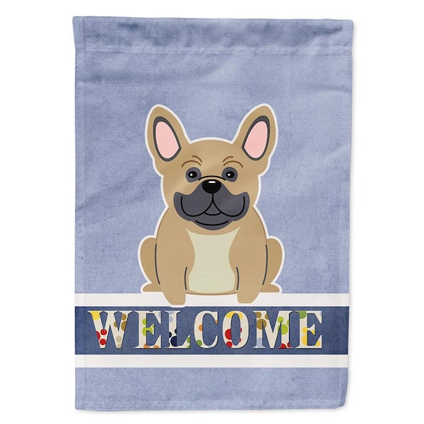 Caroline's Treasures 11 in. x 15-1/2 in. Polyester French Bulldog Cream Welcome 2-Sided 2-Ply Garden Flag