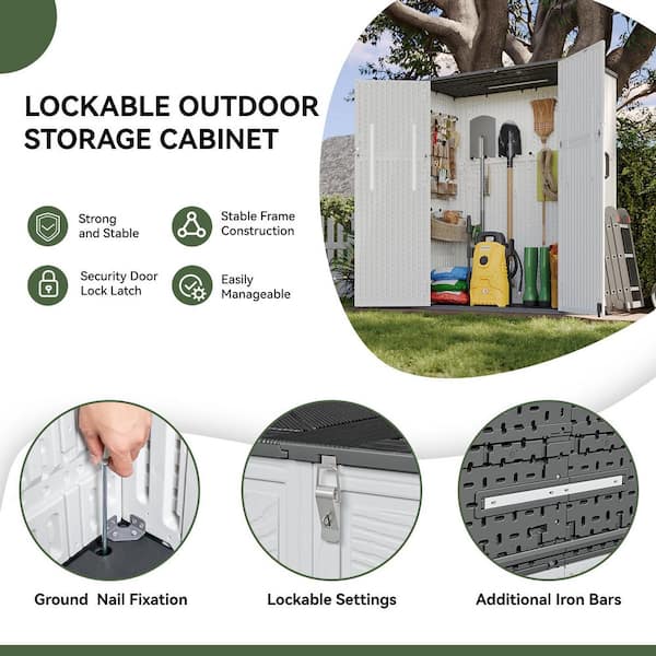 Sizzim 4.3 ft. W x 2.4 ft. D Plastic Shed with Double Door (9.5 sq