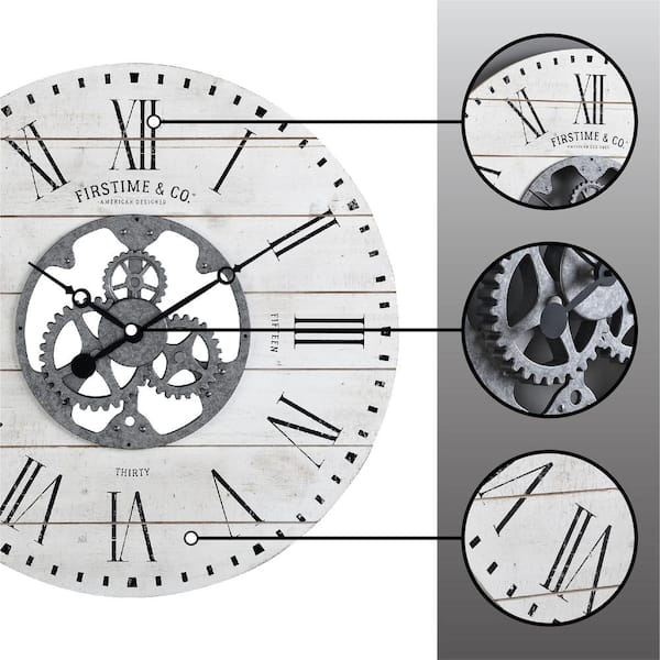 Shiplap Gears Wall Clock