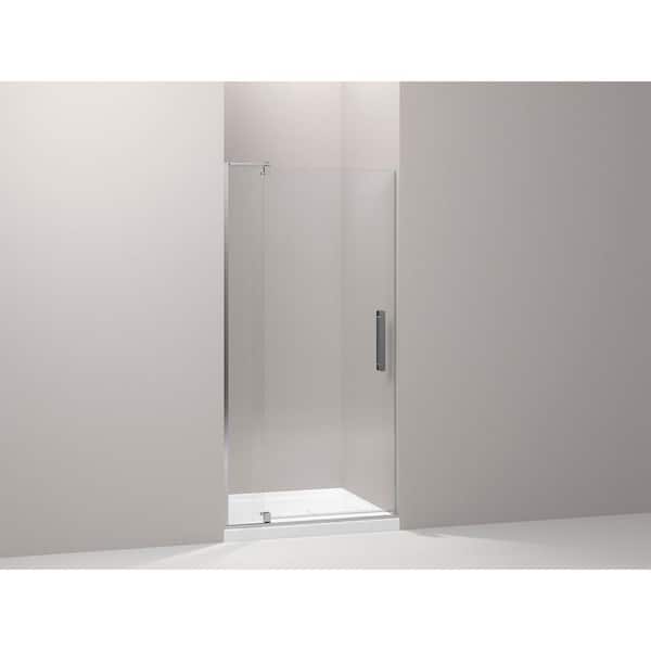 Revel 31-36 in. W x 70 in. H Frameless Pivot Shower Door in Bright Polished Silver with 1/4 in. Thick Clear Glass