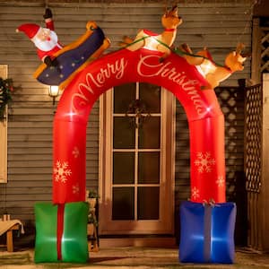 9 ft. LED Animatronic Christmas Arch with Santa Claus Riding a Sled Inflatable Halloween