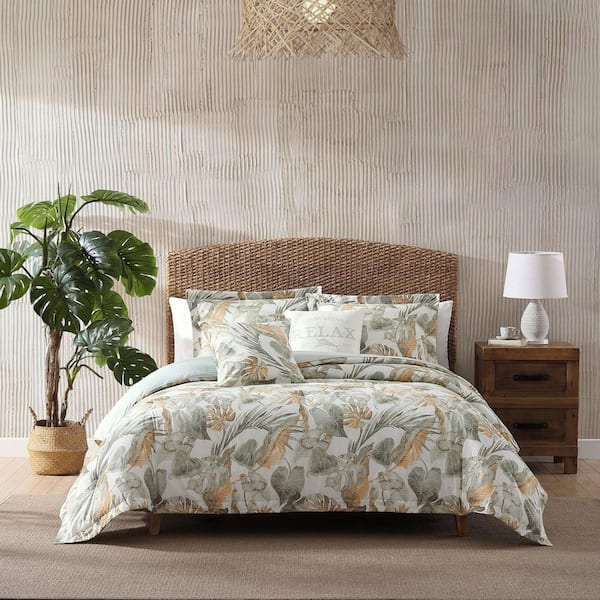 Raw Coast 3-Piece Green Cotton King Duvet Cover Set