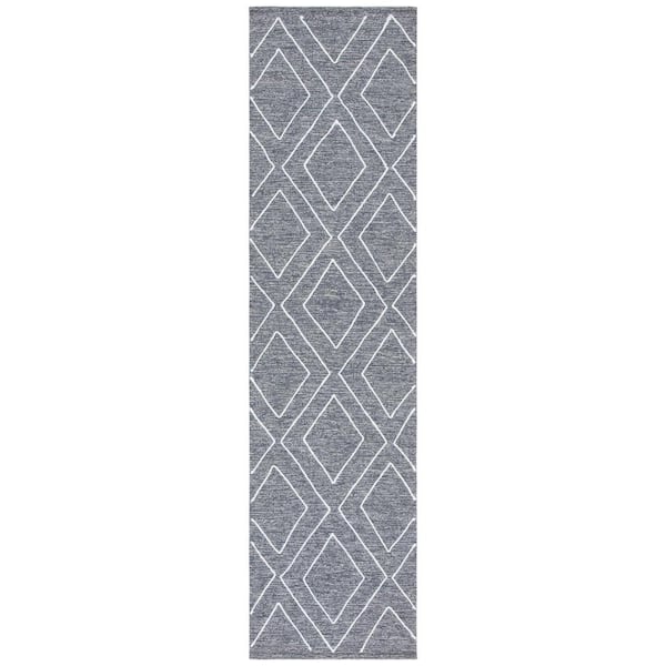 SAFAVIEH Striped Kilim Dark Grey 2 ft. x 9 ft. Geometric Striped Runner Rug