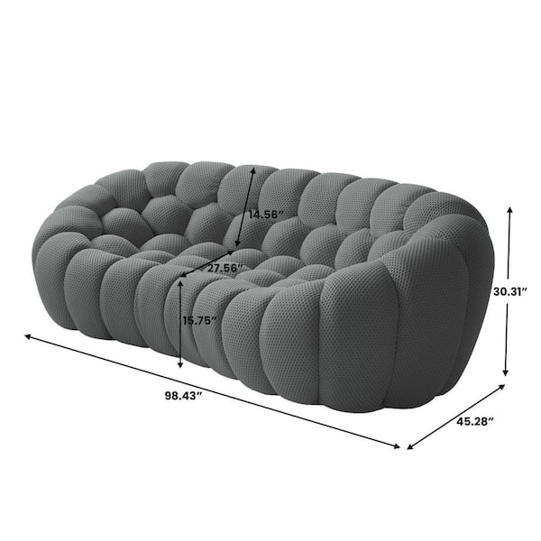 Magic Home 3-Seater Bubble Curved Couch, 98 in. Comfy Fabric
