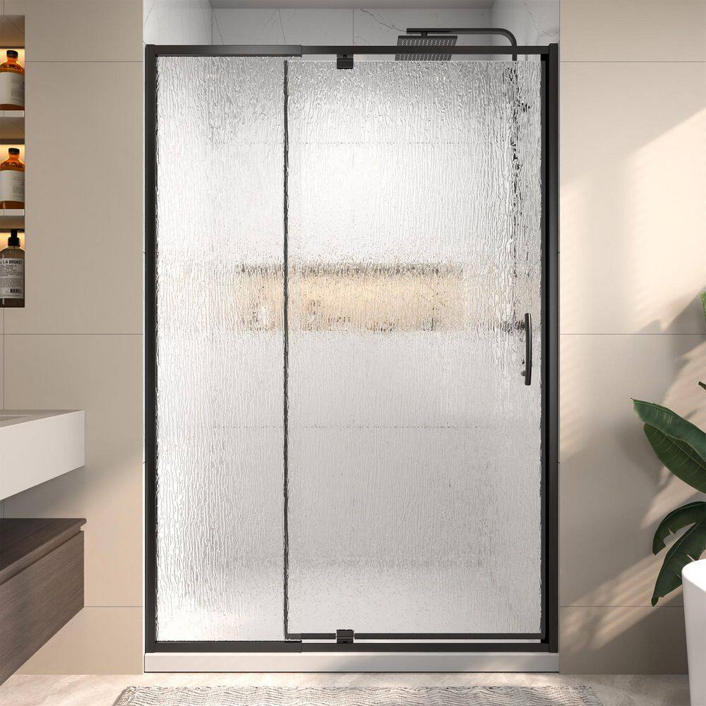 Vitrina 48 in. W x 71 in. H Pivot Swing Framed Shower Door in Matte Black with Clear Rain Glass Reversible Installation price history on PriceWatchPro