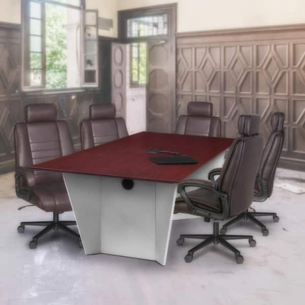 Leather Ergonomic Executive Chair in Brown with Non-Adjustable Arms