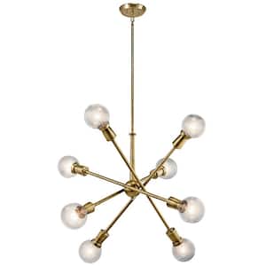Armstrong 30 in. 8-Light Natural Brass Mid-Century Modern Sputnik Chandelier for Dining Room