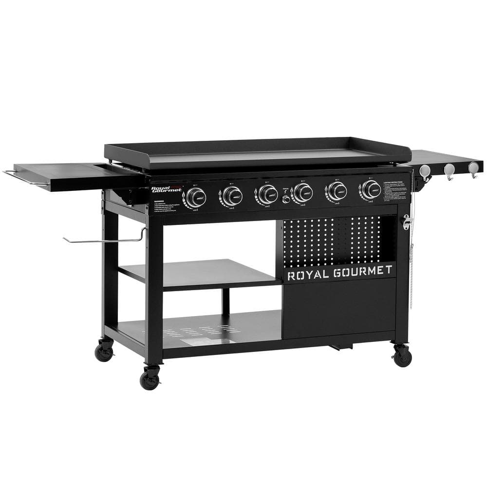 Royal Gourmet 44-Inch Black Stainless Steel 6-Burner Propane Gas Grill Griddle