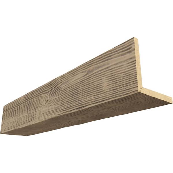 Ekena Millwork Endurathane 8 in. H x 4 in. W x 8 ft. L Sandblasted Almond Faux Wood Beam