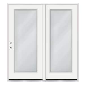 Element 72 in. x 80 in. Center-Hinged Retro Full Lite Clear Low-E Glass RHIS White Primed Steel Prehung Double Door
