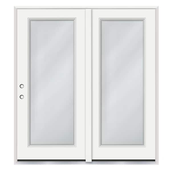 Steves & Sons Element 72 in. x 80 in. Center-Hinged Retro Full Lite Clear Low-E Glass RHIS White Primed Steel Prehung Double Door