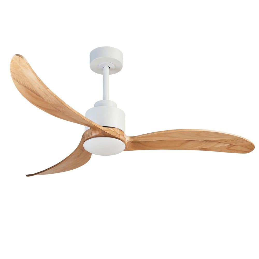 52 in. White Housing and Brown Wood Blades Standard Downrod Mount Ceiling Fan with Lights and Remote Control, DC Motor price history on PriceWatchPro