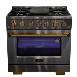 Gemstone Professional 36 in. 5.2 cu. ft. Dual Fuel Range for Natural Gas w/Convection Oven in Titanium Stainless Steel