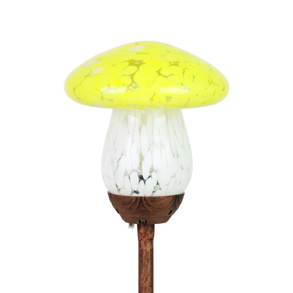 Exhart Solar Glass Mushroom 1.5 ft. Red Metal Garden Stake 77750-RS ...