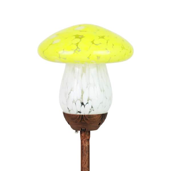 Solar Glass Mushroom 1.5 ft. Red Metal Garden Stake