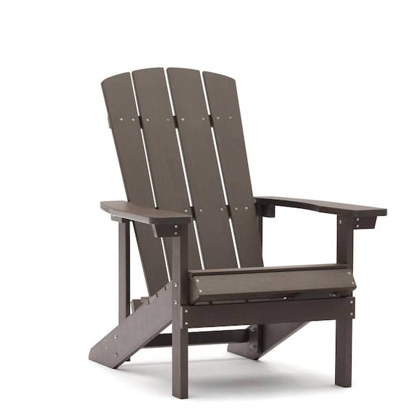 Inner Decor Baade Coffee Color Classic Plastic Adirondack Chair with Fan-Shaped Backrest and Armrests