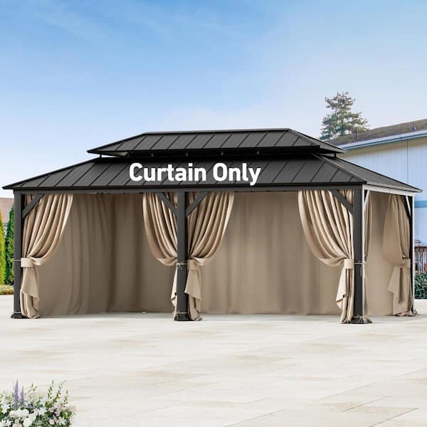 Ultra Series 12 ft. x 20 ft. Gazebo Replacement Privacy Curtain, Khaki