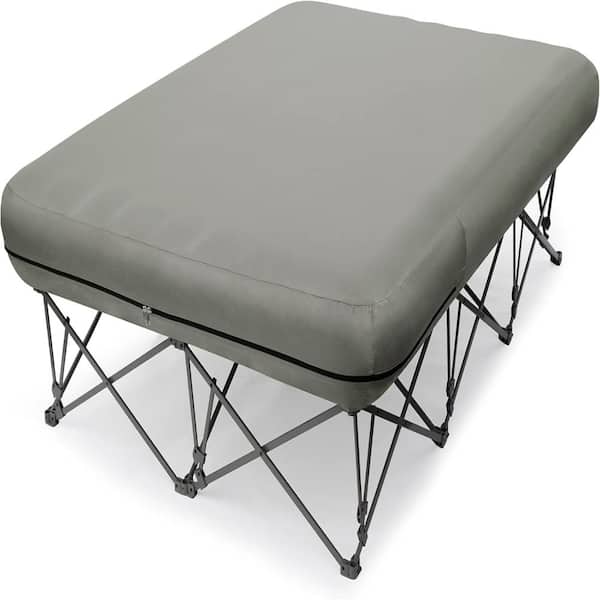 Folding Camping Cot for Adults with Inflatable Air Mattress, Portable Cot with Carry Bag for Outdoor Travel Camp Beach
