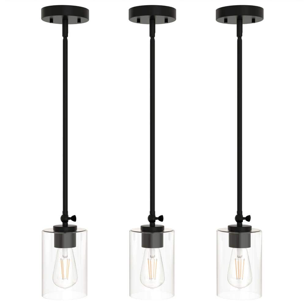 5 in. 1-Light Black Mini Kitchen Island Pendant Light with Glass Shade for Dining Room Bedroom（3-Pack） price history on PriceWatchPro