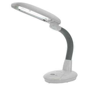 EasyEye 19.5 in. 2 Tube Bulb Gray Desk Lamp with Ionizer