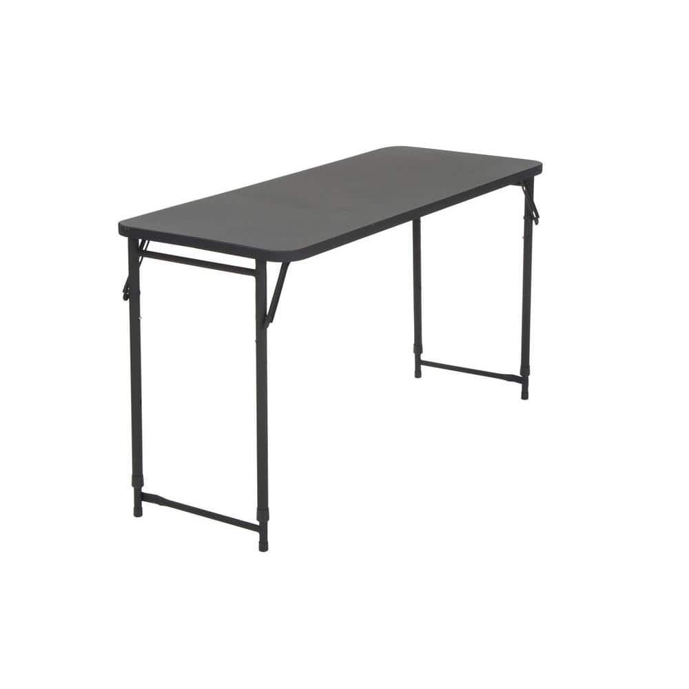 Adjustable Height Black PVC Multipurpose Folding Table 20" x 48"