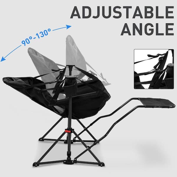 Hammock Camping Chair Black Mesh Fabric Chair with Retractable