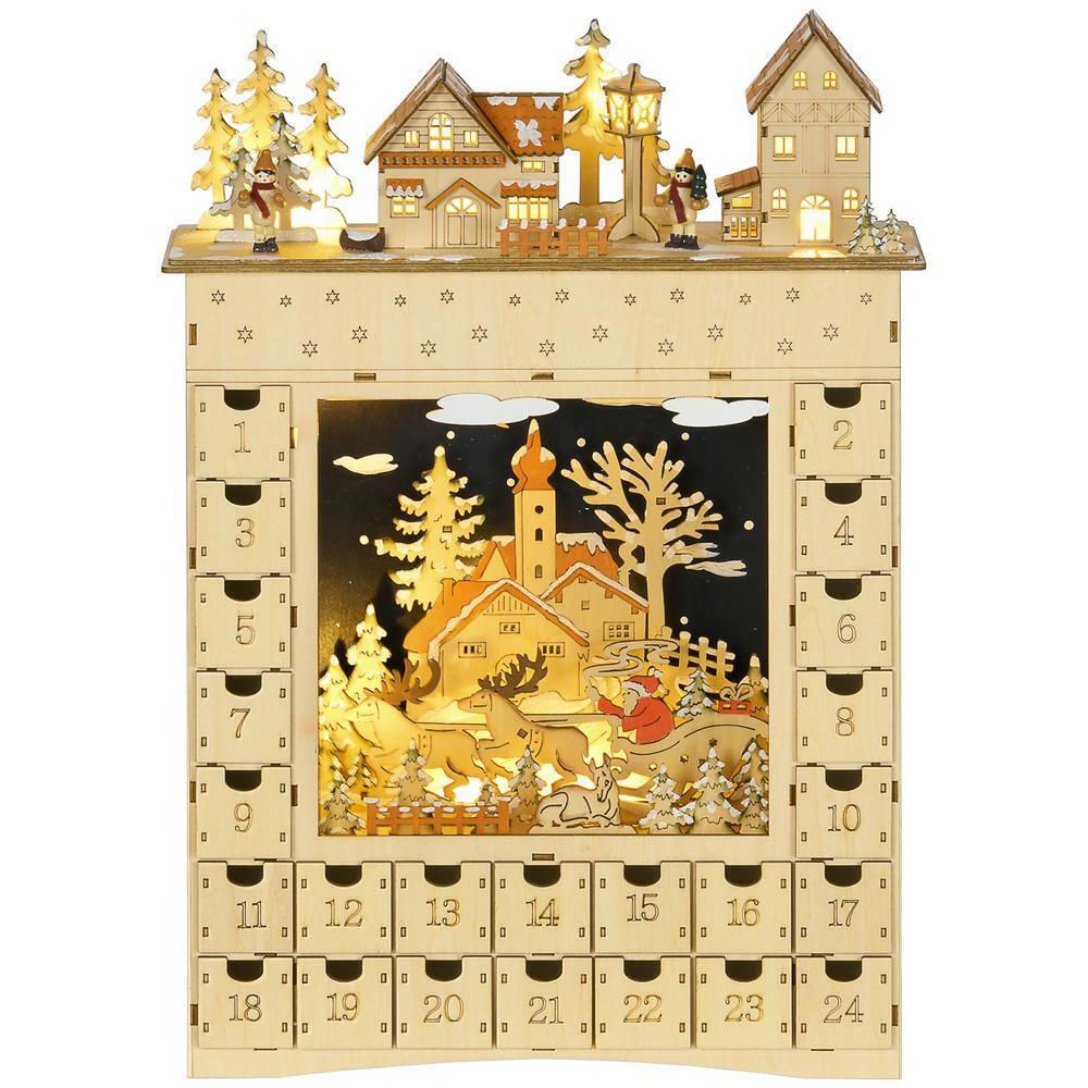 14 in. Christmas Village Advent Calendar Storage Bin with 24 Fillable Count