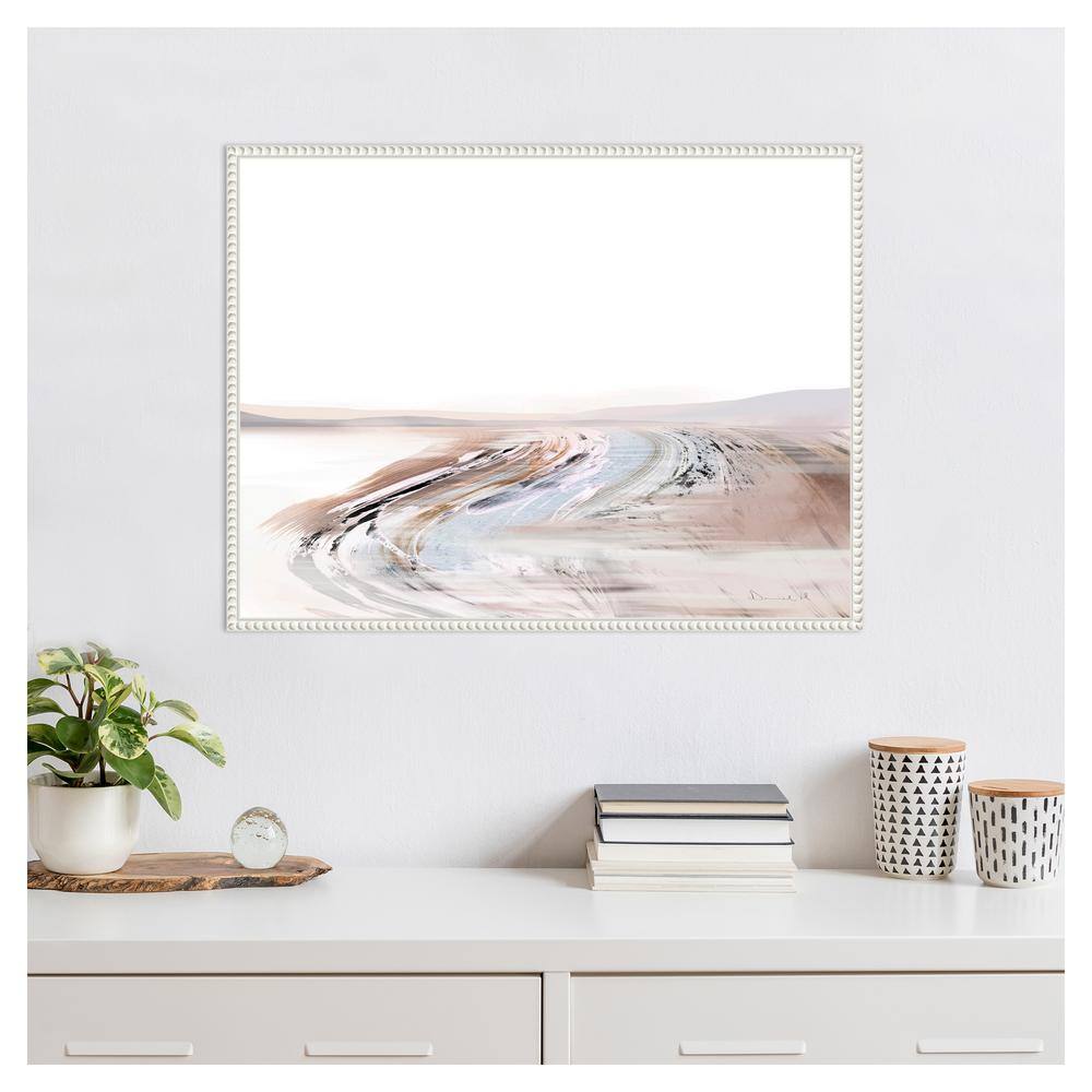 Large White and Beige Abstract Canvas Framed Wall Art