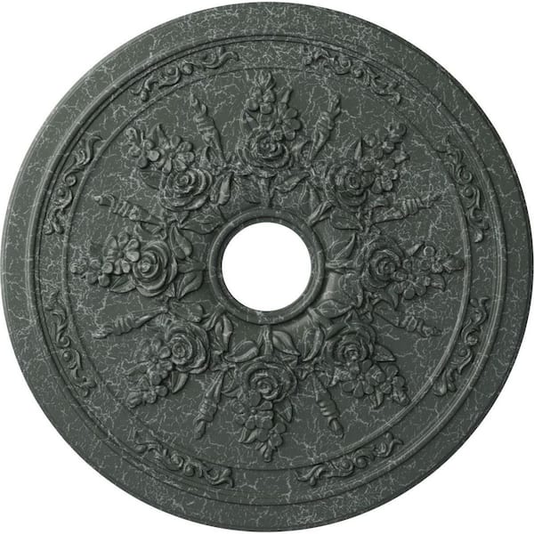 Ekena Millwork 1-1/2" x 23-5/8" x 23-5/8" Polyurethane Rose and Ribbon Ceiling Medallion, Athenian Green Crackle