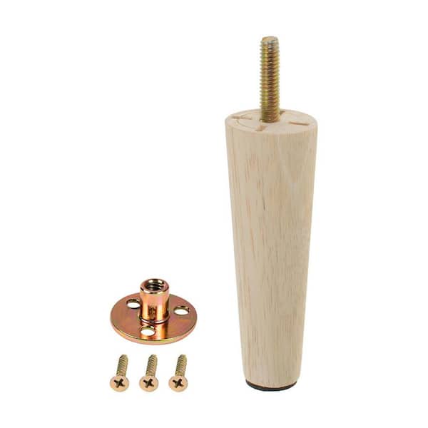 American Pro Decor 4 in. x 1-5/16 in. Mid-Century Unfinished Hardwood Round Taper Leg