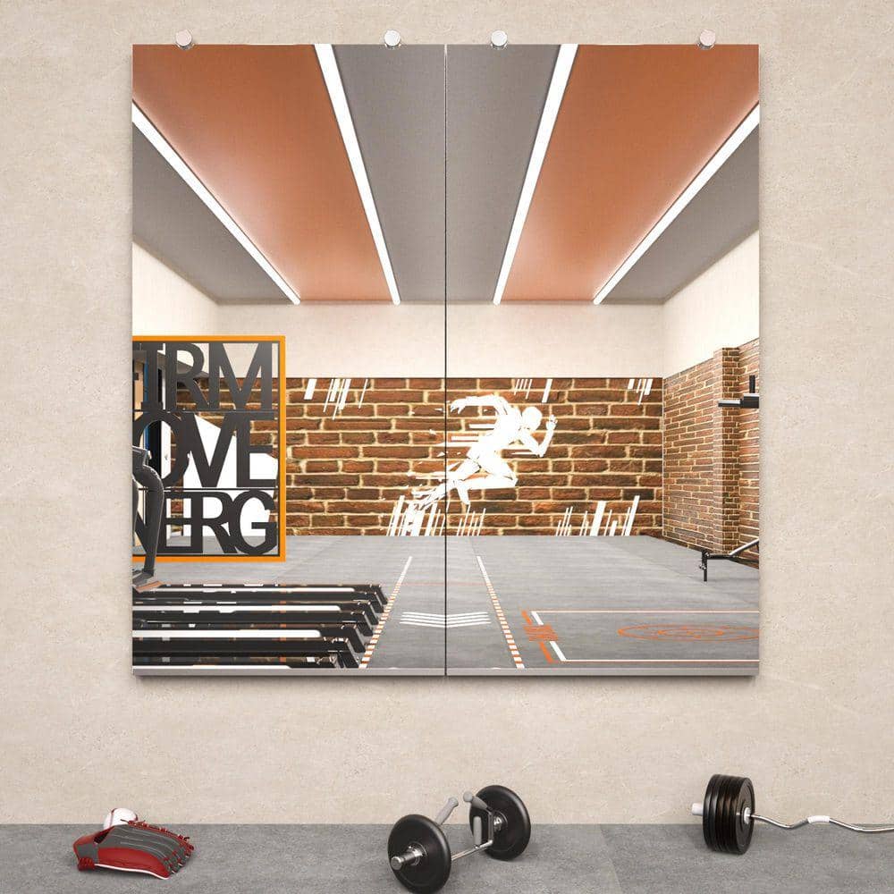 KeonJinn 24 in. W x 48 in. H Rectangular Frameless Wall Mirror Gym ...