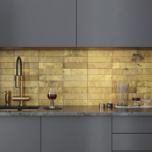 Bravura 2.5 in. x 10 in. Matte Golden Ochre Ceramic Subway Wall Tile (5.06 sq. ft./case)-30 Pack