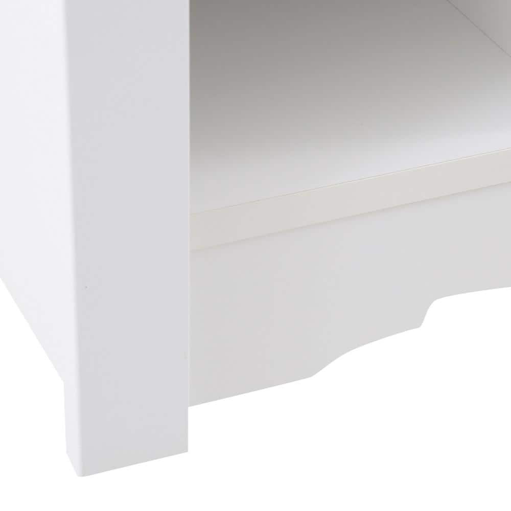 Versatile White Shoe Storage Bench with 18 Cubbies