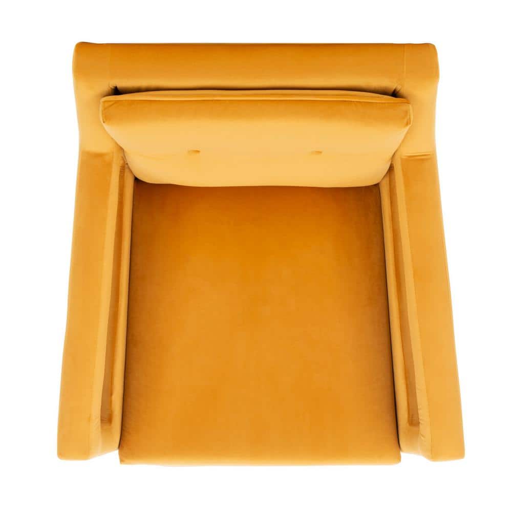 Marigold Velvet Transitional Accent Chair with Gold Leg Caps