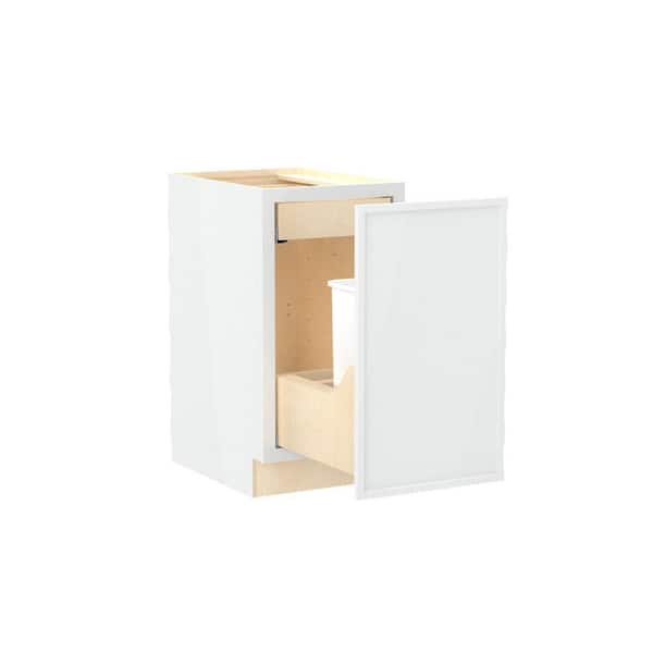 Franklin 18 in. W x 24 in. D x 34.5 in. H Assembled Plywood Trash Can Kitchen Cabinet in Vesper White with Soft Close