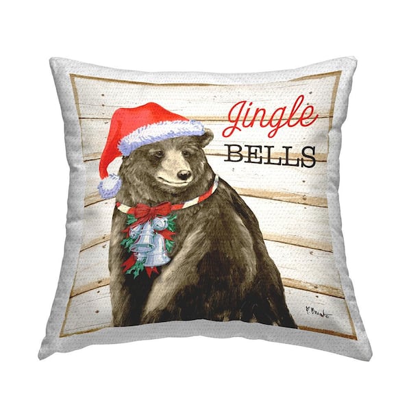 Stupell Industries Jingle Bells Rustic Bear Brown Square Outdoor