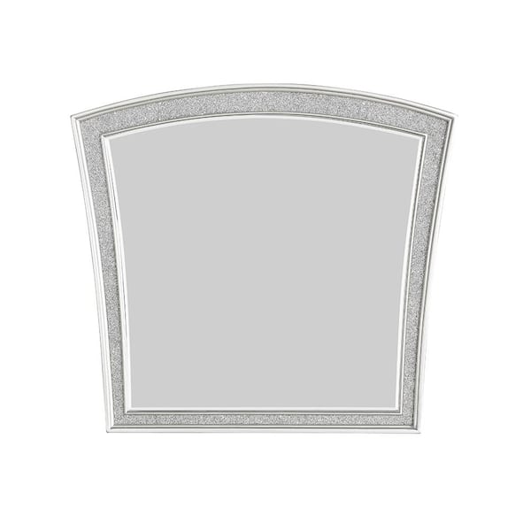 Acme Furniture Maverick 2 in. H x 40 in. W Glam Irregular Glam Platinum Wood Frame Vanity Mirror